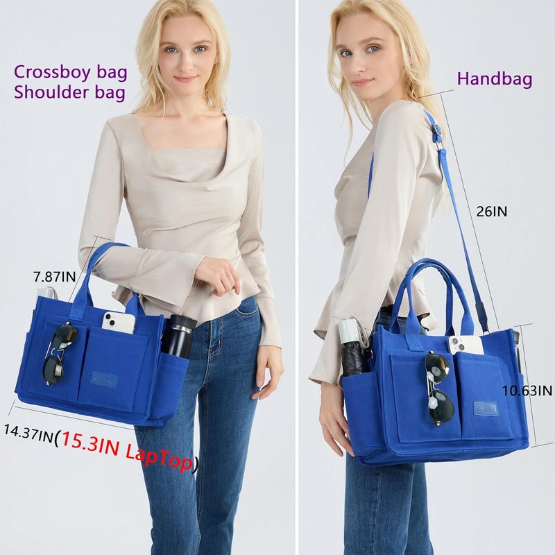 ZHMO Canvas Tote Bag for Women,Women's Bags Crossbody Bags Work Laptop Tote Bag Large Handbags Purse for Travel Nurse Teacher - Image 3